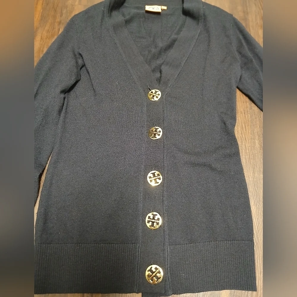 Tory Burch Dark Blue‎ Cardigan with Gold Buttons